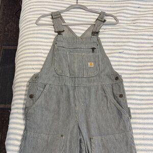Carhartt Striped Overalls with Logo Patch